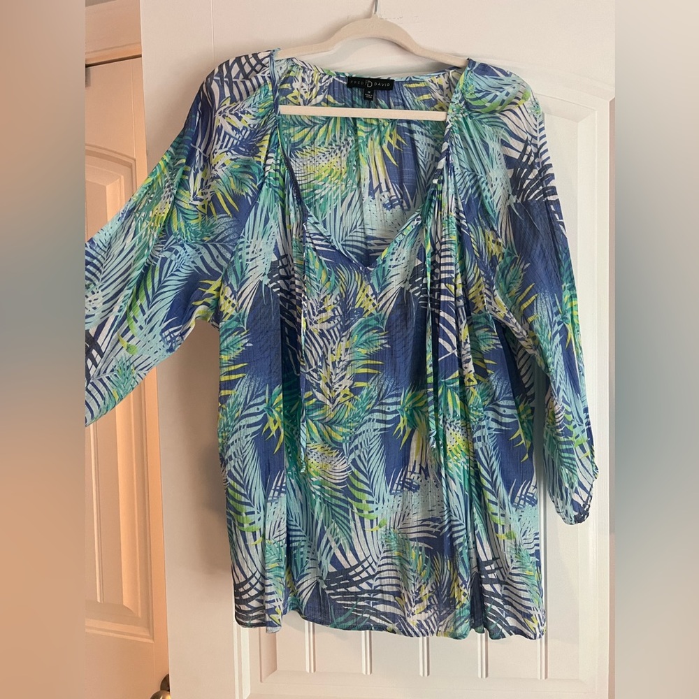 Fred Davis Blouse - Fun summer print size 1X